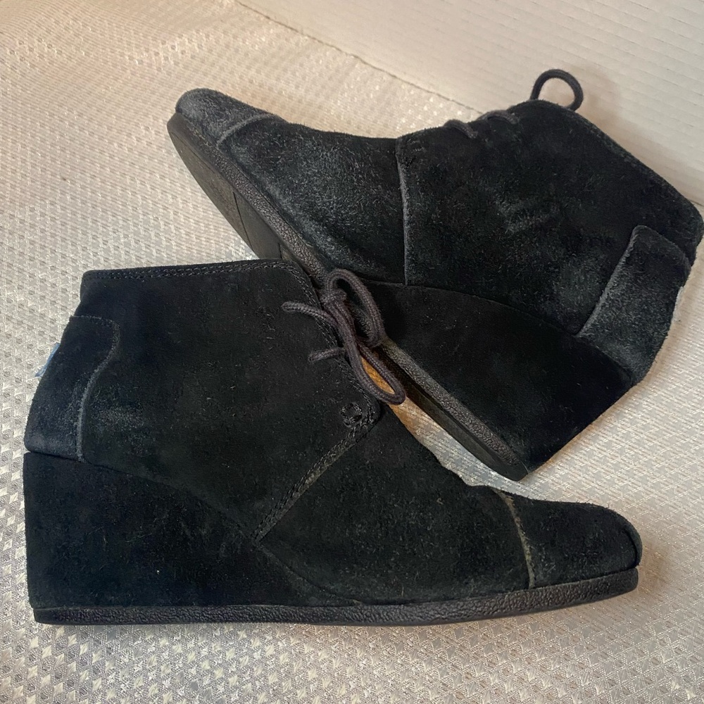 Black Suede Women's Wedge Ankle Boots